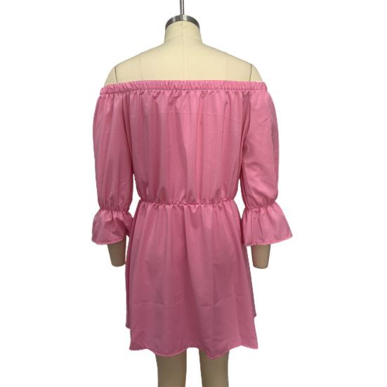 Women Dress Off Shoulder Ruffles Summer Solid Color Strapless Mini Dress for Daily Wear