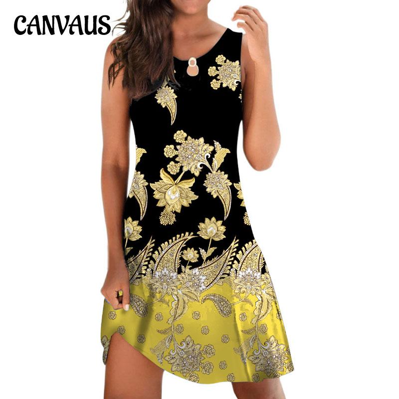 

Летнее женское платье без рукавов с V-образным вырезом пляжная юбка Платье А-силуэта с принтом Повседневная длинная юбка