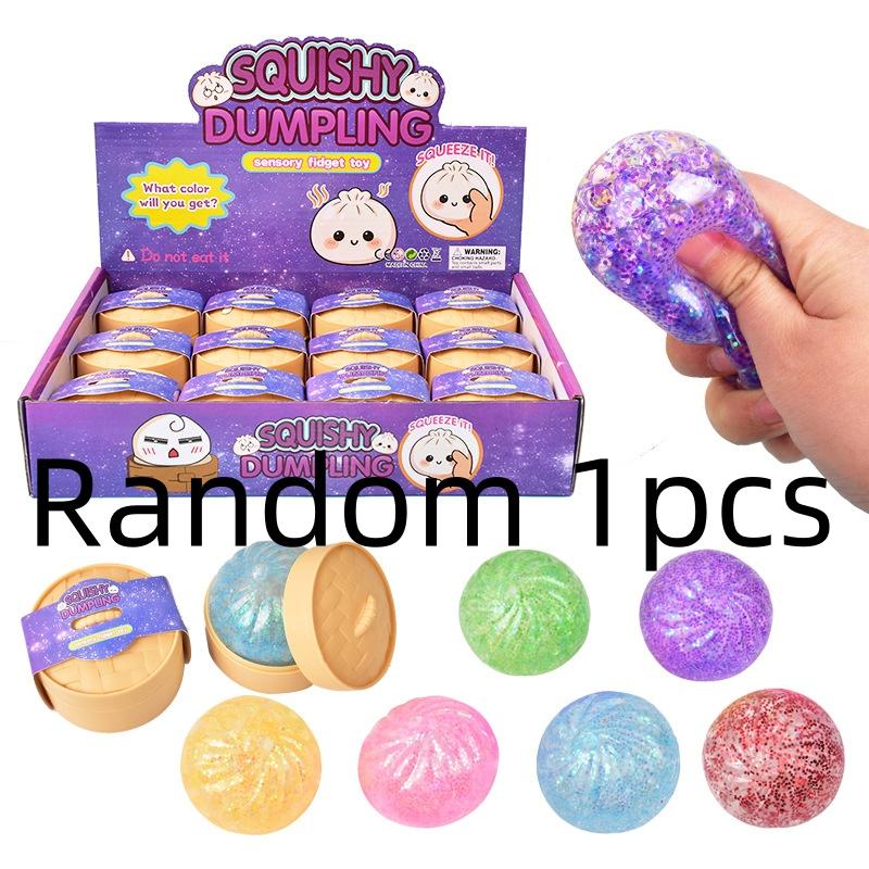 Mini Glitter Dumpling Squishy With Box Dumplings Sensory Squeeze Toy For Stress Relief Random Color