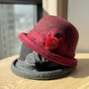 Winter hats for middle-aged and elderly women, new stylish and versatile warm woolen bucket hats with fleece lining for elderly ladies and mothers
