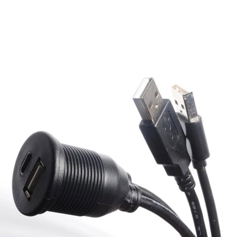USB 2.0 Extension Cord with Double USB A Male to USB and Type C Female Ports 1M Length for Vehicle