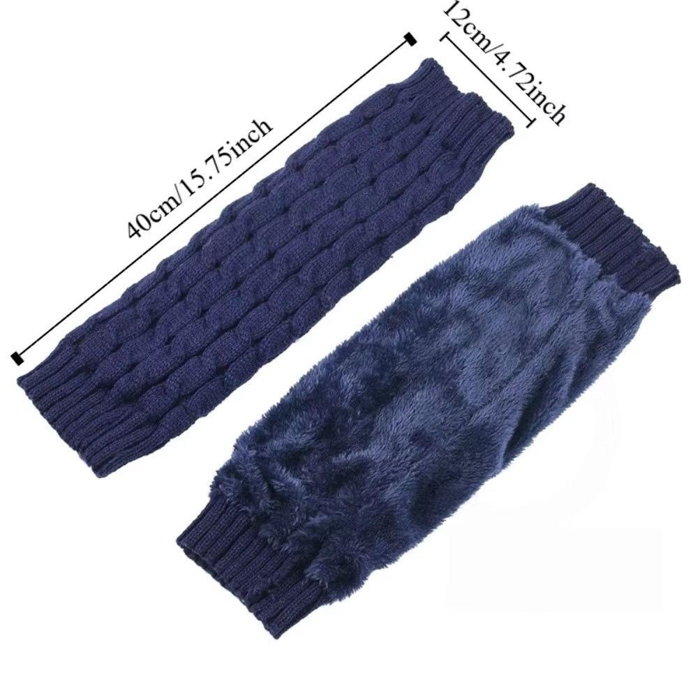 Twist Pattern Knitting Leg Warmers Solid Color Double-Layered Ankle Warmer Fleece-Lined Elastic Women Leg Warmers Cold Weather