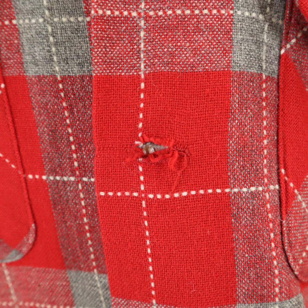 The men's shop 50s 60s Open collar Vintage box silhouette Check Pattern Long sleeve Open collar shirt Men's Used