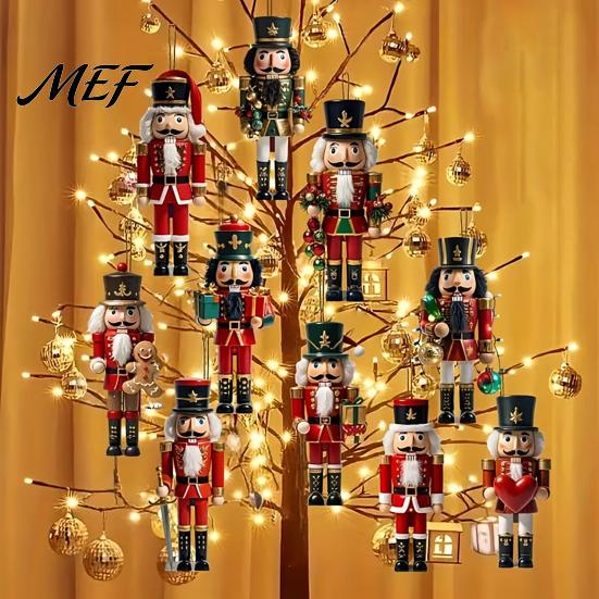 Retro Style Holiday Gift Tags Christmas Nutcracker Ornaments, Durable Wooden Hanging Figurines, Country Soldier Tree Decorations Decorations, Pendants