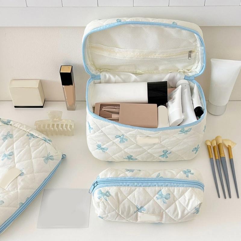 3Pcs Large Cosmetic Pouch Makeup Bags with Sweet Bows Design Storage Organizer For Storing Cosmetics And Toiletries