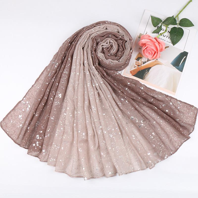 Fashion Ombre Two-tone Glitter Gradient Viscose Shawl Scarf Women Shimmer Bling Wrap Pashmina Stole Bufandas Muslim Hijab Snood