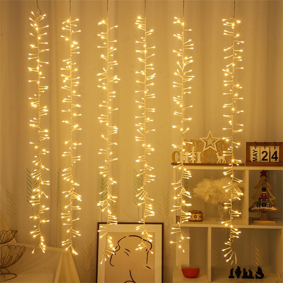 

Светодиодная гирлянда-сосулька 3X1M Рождественская гирлянда-сосулька 600 светодиодов Гирлянда-занавес Сказочная гирлянда Гирлянда-кластер Фейерверк 220V EU UK AU Plug теплый белый