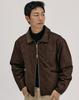 Mugon Corduroy Collar Suede Zip-Up Jacket _ Brown