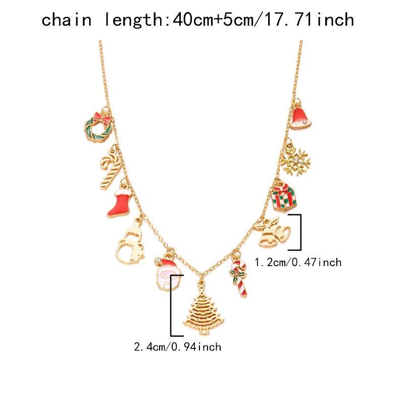 Exaggerated Christmas Bell Beaded Choker Necklace For Women Trendy Xmas Pendant Clavicle Chain New Year Party Jewelry Gift