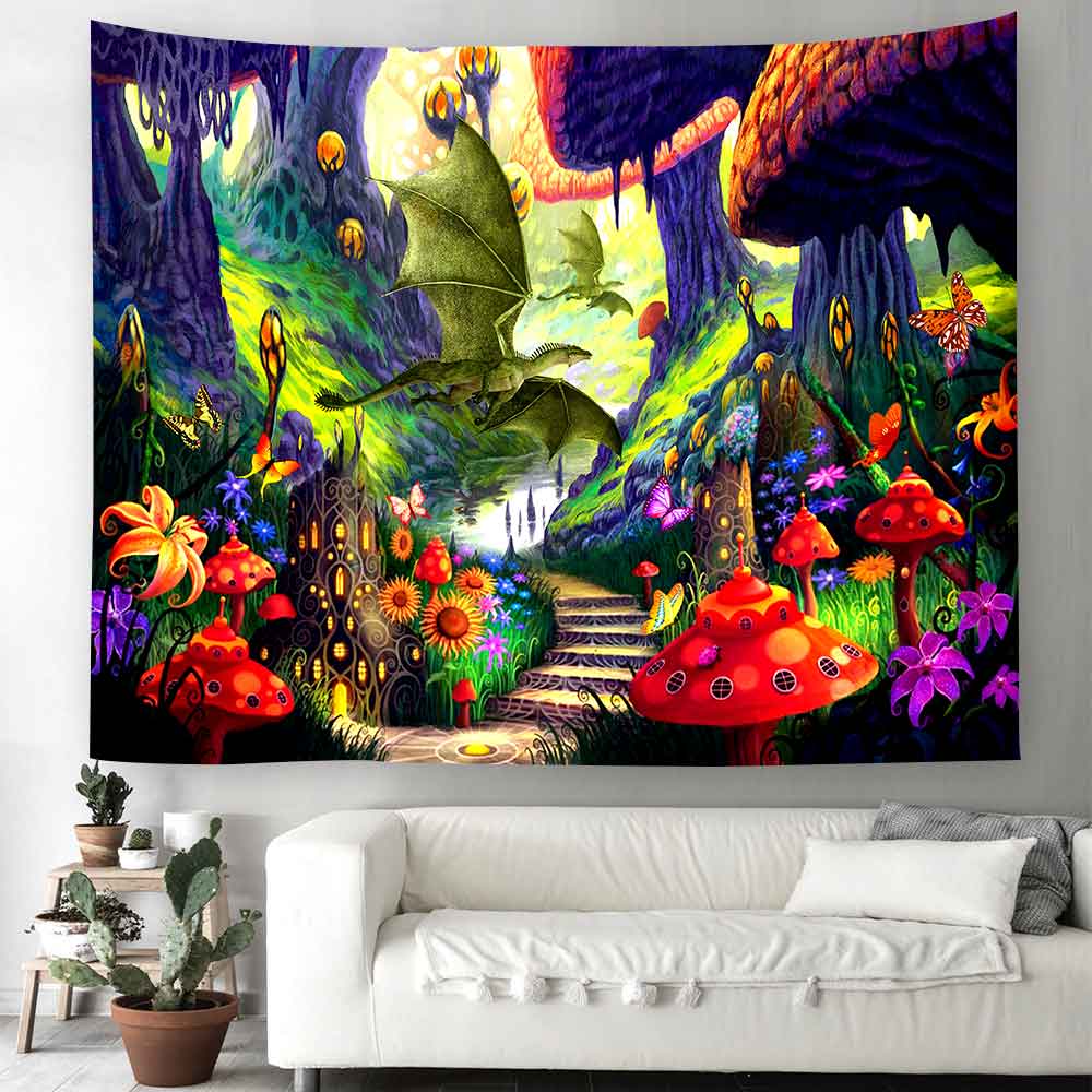 

Гобелен с волшебным грибом, научная фантастика, лес, настенный гобелен, украшение для спальни, гостиной, украшения