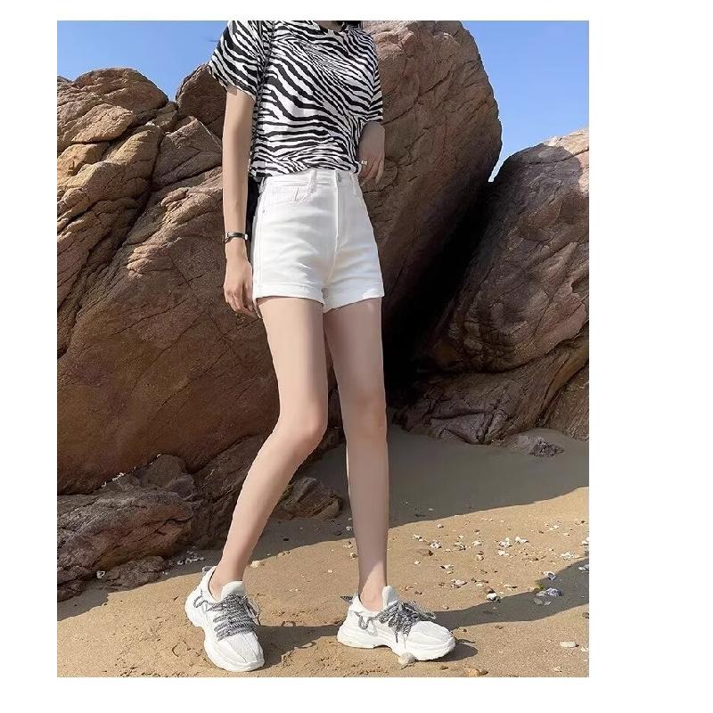 White Denim Shorts for Women, Summer 2026 New Model, High-waisted, Slimming, Loose, Wide-leg, Sexy A-line Shorts
