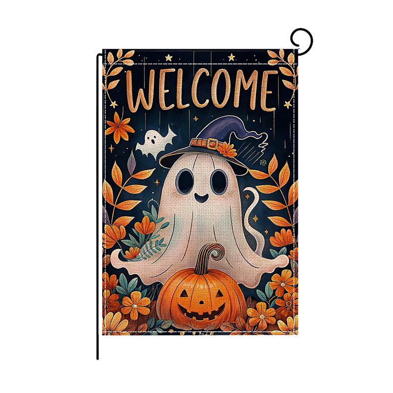 Halloween Garden Flags Ghost and Funny Pumpkin Decorations Indoor and Outdoor Hanging of Small Flags