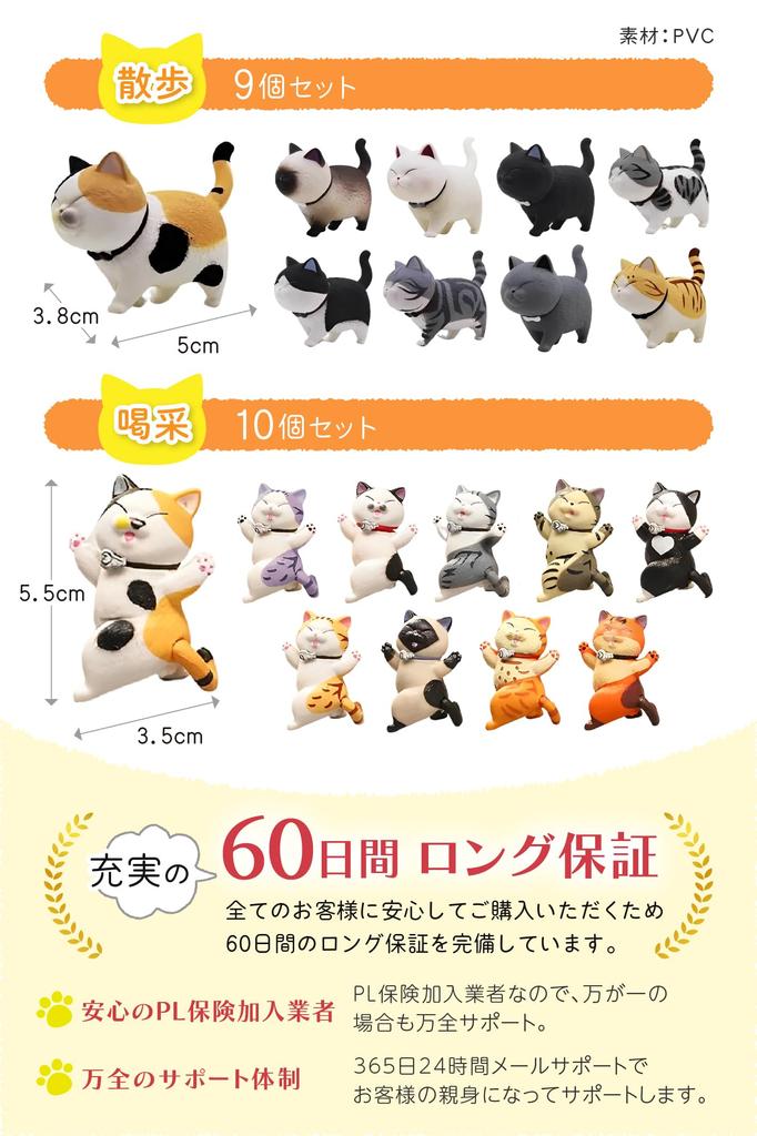fogman Cat Figurine Mini Miscellaneous Gacha Capsule Gift of 10 Ornament, Figure, Goods, Toy, (Set Cheers)
