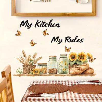 Rustic-style Slogan Sunflower and Wheat Ear Self-adhesive Decorative Stickers