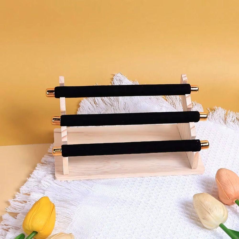 Necklace Bracelet Jewelry Organizer 3-Tier Ring Display Rack Wooden Ring Holder Retail Display