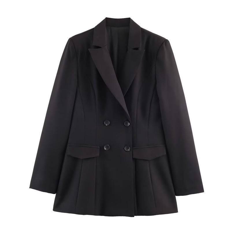 Spring 2026 European & American Style Double-Breasted Waist-Cinched Long-Sleeve Blazer M