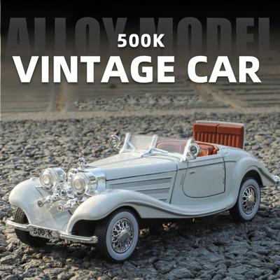 1:32 500k 300sl Model Toys Diecast Alloy Vintage Car Sound Light Pull Back Doors Opened Ornament Collectable Gift Adult Childre
