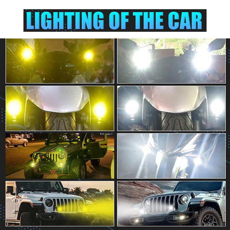 Motorcycle Driving LED Fog Lights Spotlight 6000LM Universal Fit for Motorcycle Car Van Camper Truck Trailer Pickup Off-road ATV UTV