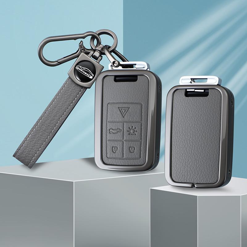 5/6 Buttons Zinc Alloy Leather Car Key Case Cover for Volvo XC60 V60 S60 S80 XC70 V40 Protect Holder Shell Keychain Accessories