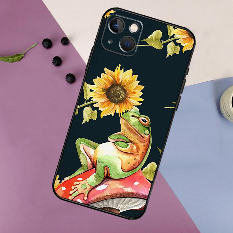 Cottagecore Frog Mushroom Aesthetic Phone Case For iPhone 11 12 13 14 16 15 Pro Max Mini 7 8 Plus X XR XS Max Bumper Cases Cover
