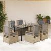 VidaXL Garden Dining Set and Cushions 7 Pcs Beige Poly Rattan 3263010
