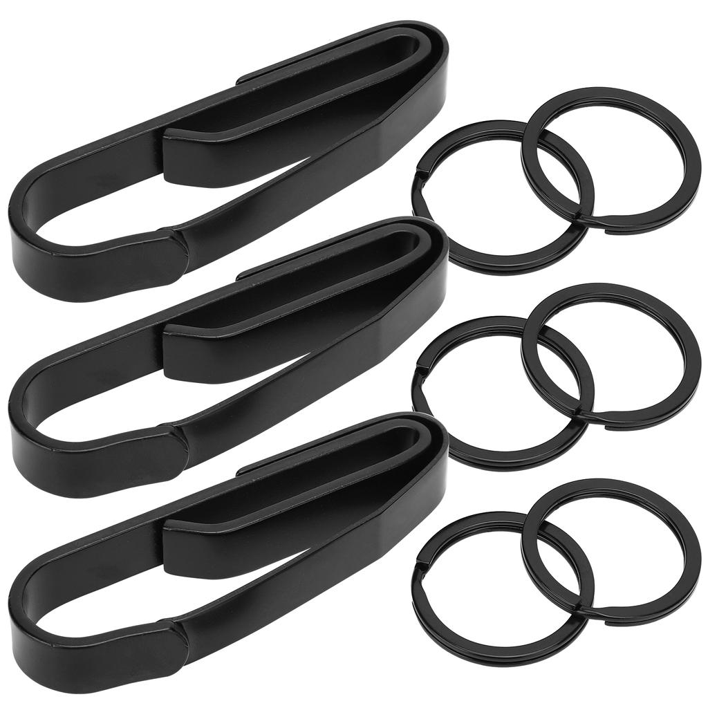 3Set Stainless Steel Keychain Belt Buckle with Keyring Hanging Buckle for Outdoor