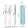 Stainless Steel Travel Cutlery Set: Fork, Spoon, Chopsticks with Portable Storage Box