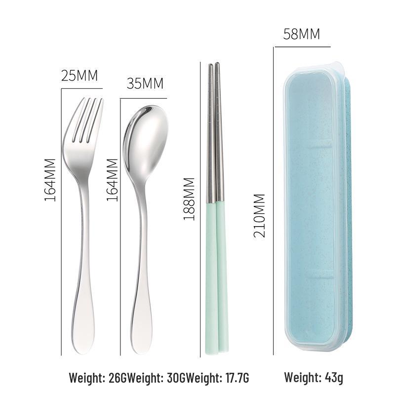 Stainless Steel Travel Cutlery Set: Fork, Spoon, Chopsticks with Portable Storage Box