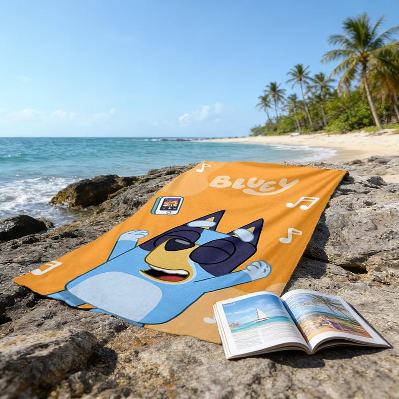 Ultra-Soft Beach Towel with Bluey Theme,Ideal for Pool - Camping, Diving - Perfect Travel Essential, Vibrant Beach Towel.