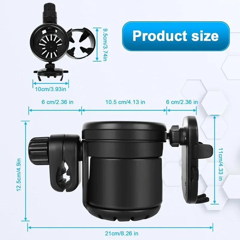 Pram Cup Holder with Phone Holder 3 In 1 Baby Stroller Storage Rack Universal 360° Rotating Drink Holder Bottle Holder for Pram