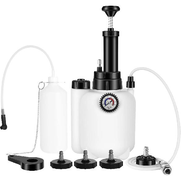 

4 Port Manual Brake Fluid Changer with Waste Oil Pot Adapter Wrench 3L Automotive Brake Oil Replacement Tool Pressure Pumping Set A