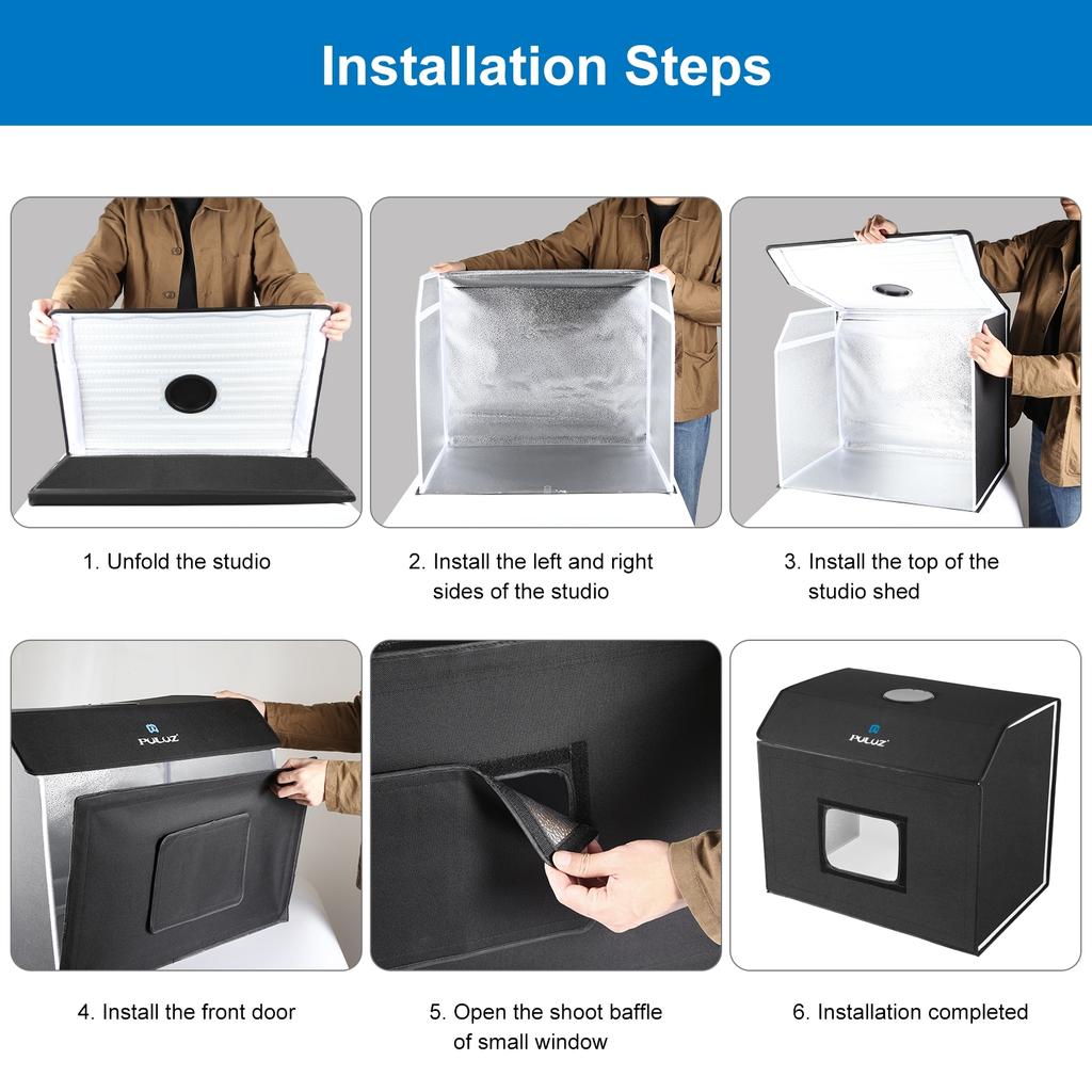 PULUZ PU5064 Składany Namiot Świetlny LED Desktopowe Studio Fotograficzne Light Box Przenośny Sześcian Softbox 672szt.