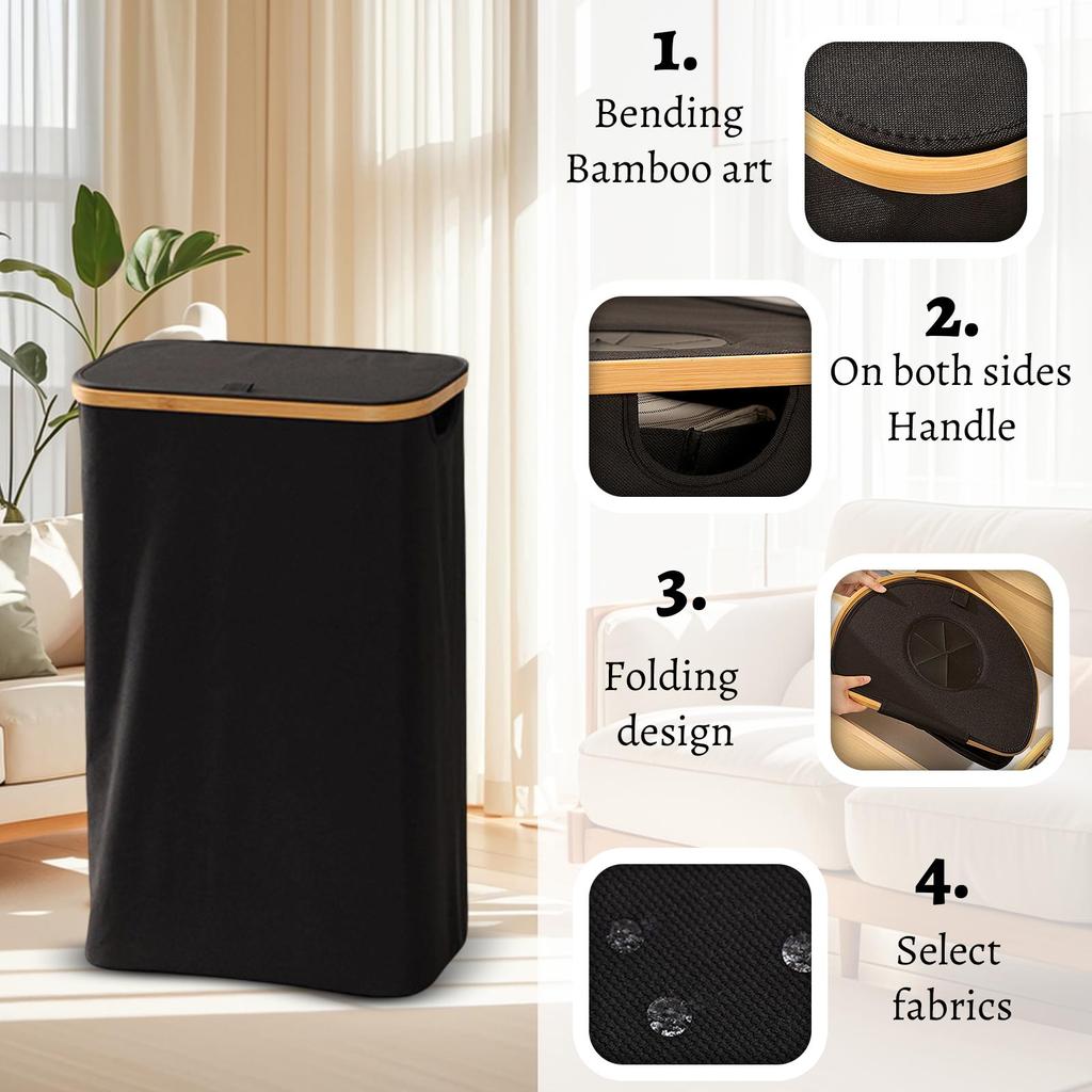 SpaceAid Slim Laundry Hamper With Lid, Narrow Clothes Basket With Handles