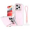 For iPhone 16 Pro Max Case Compatible with MagSafe Lens Kickstand TPU Acrylic Phone Cover with Matching Hand Strap
