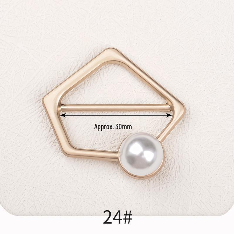 Premium Metal Buckle Summer Korean T-Shirt with Pearl Round Top Knot