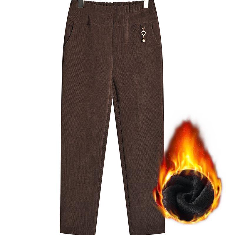 Omas Übergrößen Kordhosen mit Fleecefutter für Frühling, Herbst und Winter