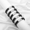 Men's Black Matte Double Layer Leather Bracelet with 26 Letter Engraved Stainless Steel Magnetic Clasp, 6mm