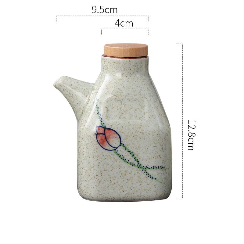 350ML Japanese Style Ceramic Oil Olive Dispenser Soy Sauce Pot Small Vinegar Pot Sauce Jar Oil Bottle Tableware Seasoning Bottle