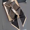 Thin and Narrow Long Silk Scarf Imitation Silk Versatile Decorative Scarf Fashionable Pointed Corner Headband Strap Streamer Striped Silk Scarf
