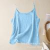 Women Vintage Linen Cami Tank Top Scoop Neck Thin Spaghetti Strap Loose Casual Camisole S-5XL Plus Size