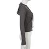 Gray Street Style Zip Up Hooded Sweatshirt Slim Fit Women S Casual Top