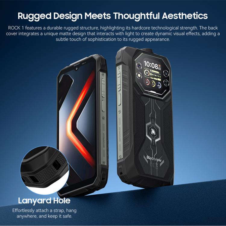 Blackview ROCK 1 Rugged Phone, 8GB+256GB, 6.56 Inch Android 16 MT6769V/CB Helio G81 Octa Core, Network: 4G, OTG, NFC (Black)
