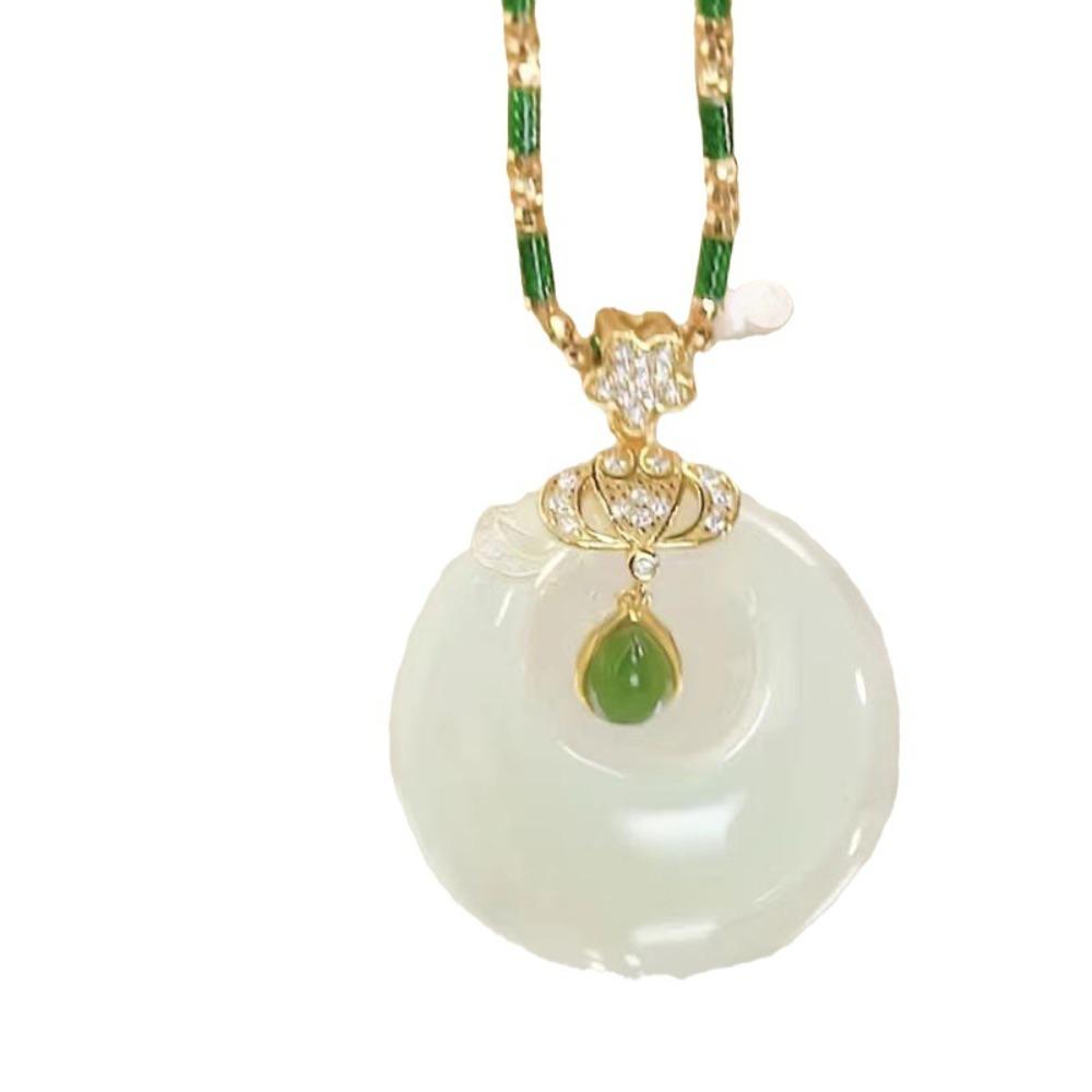 Creative Gift Natural Stone Crystal Alloy Accessories Lucky Simple Green Chain Necklaces Women Men