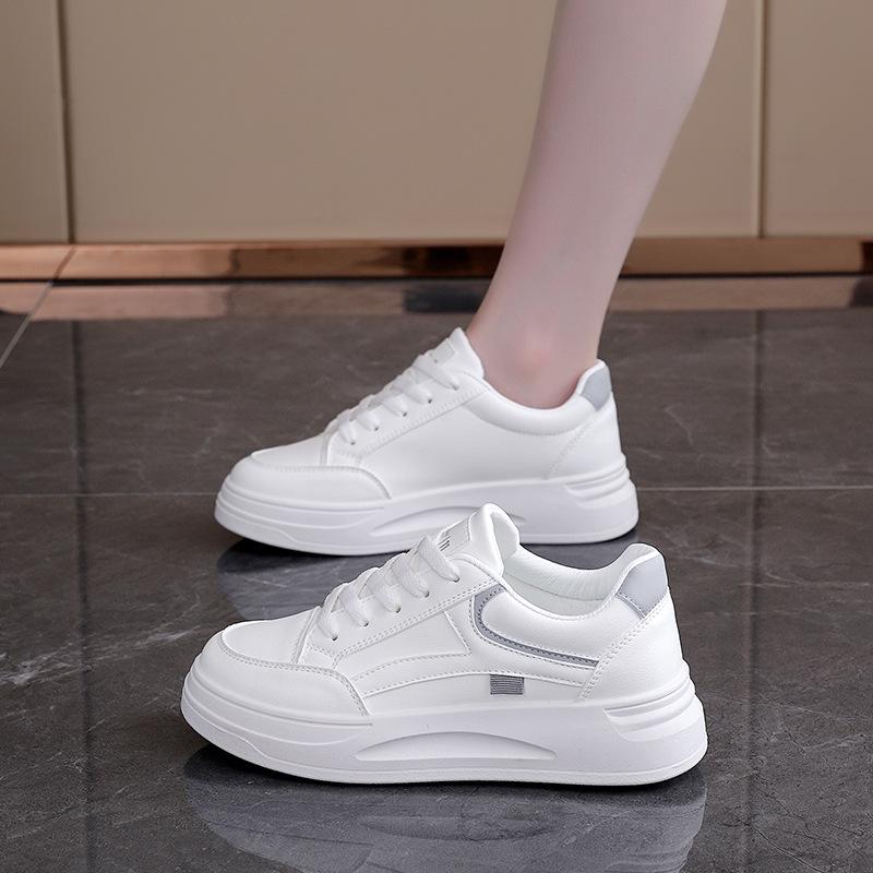 Fashion Women's Colorblock Skate Shoes Trendy Lace Up Low Top Round Toe Sneakers All-match Walking Trainers UP Platform Shoes for Women