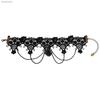 1pc Gothic Chokers Black Lace Flowers Sexy Lace Neck Choker Necklace Vintage Tassel Chain Women Steampunk Halloween Jewelry