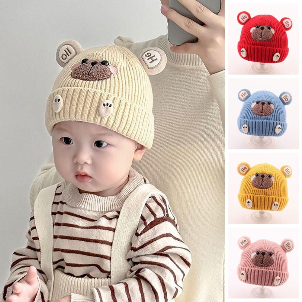 Wind Proof Baby Hat Soft Knit Pullover Hat Cute Toddler Cap Daily