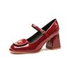 Jin Gang My7018 Dicker Absatz Mary Jane Damenschuhe Frühling Vielseitige High Heels Flache Einzelschuhe Damen