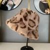 Women's Versatile Stylish Winter Hats - Warm Faux Mink Fur Fisherman Hat with Leopard Print