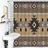 Southwestern Natvie Tribal American Ethnic Western Abstract Geometric Vintage Brown Waterproof Fabric Bathroom Shower Curtain