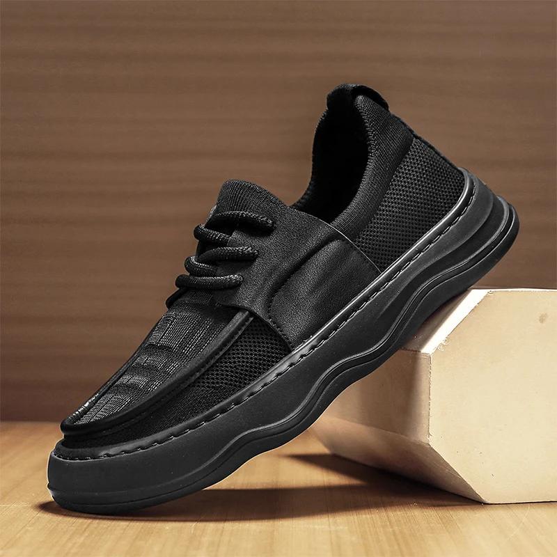 Men's casual sports shoes, mesh, breathable and anti-slip loafers, flat and lightweight men's shoes, new vulcanized shoes
